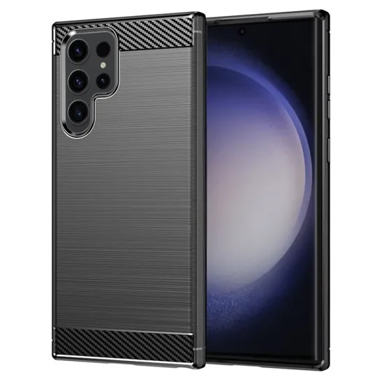 Husa pentru Samsung Galaxy S23 Ultra - Techsuit Carbon Silicone - Black Husa pentru Samsung Galaxy S23 Ultra - Techsuit Carbon Silicone - Black