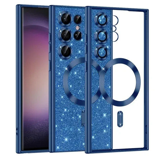 Husa pentru Samsung Galaxy S23 Ultra - Techsuit Luxury Glitter MagSafe - Deep Blue Husa pentru Samsung Galaxy S23 Ultra - Techsuit Luxury Glitter MagSafe - Deep Blue