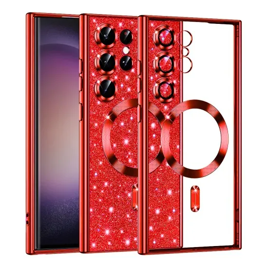 Husa pentru Samsung Galaxy S23 Ultra - Techsuit Luxury Glitter MagSafe - Red Husa pentru Samsung Galaxy S23 Ultra - Techsuit Luxury Glitter MagSafe - Red