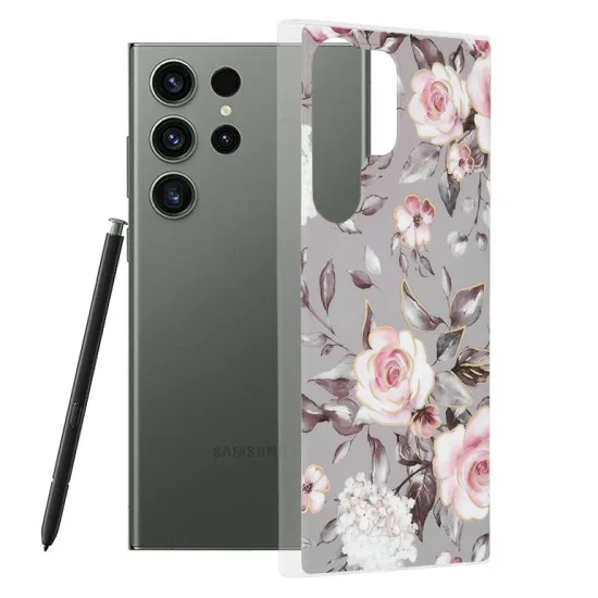 Husa pentru Samsung Galaxy S23 Ultra - Techsuit Marble Series - Bloom of Ruth Gray Husa pentru Samsung Galaxy S23 Ultra - Techsuit Marble Series - Bloom of Ruth Gray