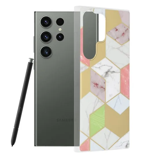 Husa pentru Samsung Galaxy S23 Ultra - Techsuit Marble Series - Purple Hex Husa pentru Samsung Galaxy S23 Ultra - Techsuit Marble Series - Purple Hex