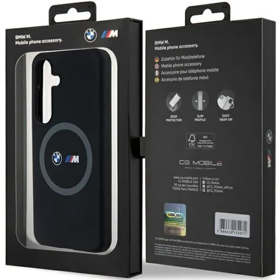 Husa pentru Samsung Galaxy S24 - BMW Hardcase M Silicone Printed Ring MagSafe (BMHMS24S23SROK) - Black Husa pentru Samsung Galaxy S24 - BMW Hardcase M Silicone Printed Ring MagSafe (BMHMS24S23SROK) - Black
