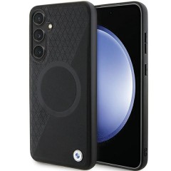 Husa pentru Samsung Galaxy S24 - BMW Signature Leather Half Textured & Circle MagSafe (BMHMS24S23RTPK) - Black Husa pentru Samsung Galaxy S24 - BMW Signature Leather Half Textured & Circle MagSafe (BMHMS24S23RTPK) - Black