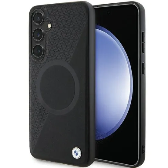 Husa pentru Samsung Galaxy S24 - BMW Signature Leather Half Textured & Circle MagSafe (BMHMS24S23RTPK) - Black Husa pentru Samsung Galaxy S24 - BMW Signature Leather Half Textured & Circle MagSafe (BMHMS24S23RTPK) - Black