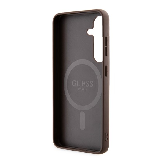 Husa pentru Samsung Galaxy S24 - Guess 4G Collection Leather MagSafe (GUHMS24SG4GFRW) - Brown