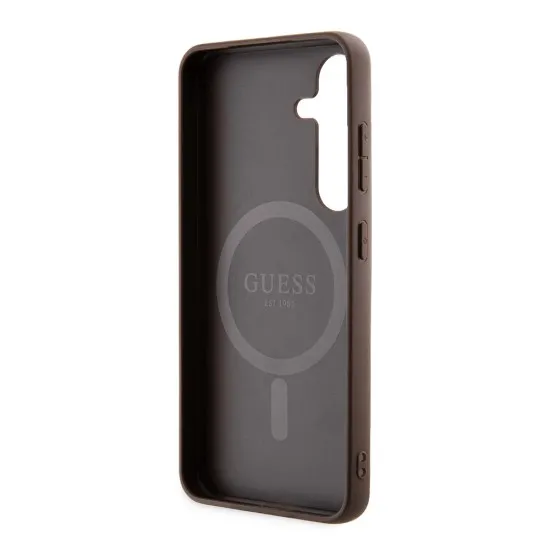 Husa pentru Samsung Galaxy S24 - Guess 4G Collection Leather MagSafe (GUHMS24SG4GFRW) - Brown Husa pentru Samsung Galaxy S24 - Guess 4G Collection Leather MagSafe (GUHMS24SG4GFRW) - Brown