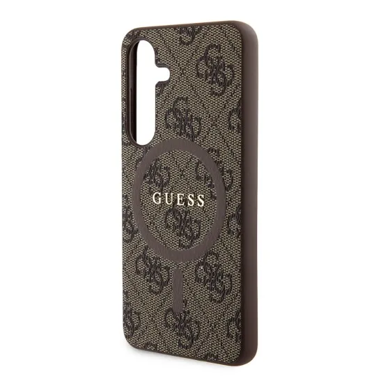 Husa pentru Samsung Galaxy S24 - Guess 4G Collection Leather MagSafe (GUHMS24SG4GFRW) - Brown Husa pentru Samsung Galaxy S24 - Guess 4G Collection Leather MagSafe (GUHMS24SG4GFRW) - Brown