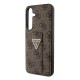 Husa pentru Samsung Galaxy S24 - Guess Grip Stand 4G Triangle Strass (GUHCS24SPGS4TDW) - Brown