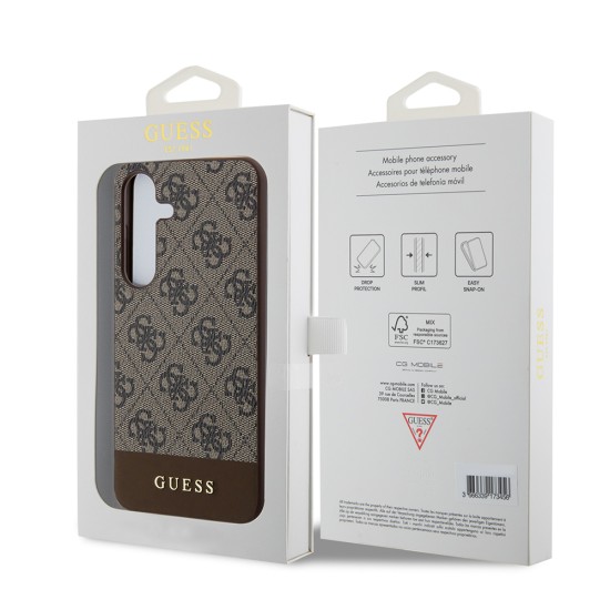 Husa pentru Samsung Galaxy S24 - Guess Hardcase 4G Stripe Collection (GUHCS24SG4GLBR) - Brown