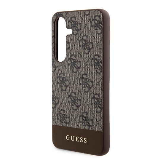 Husa pentru Samsung Galaxy S24 - Guess Hardcase 4G Stripe Collection (GUHCS24SG4GLBR) - Brown