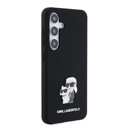 Husa pentru Samsung Galaxy S24 - Karl Lagerfeld Silicone (KLHCS24SSMHKCNPK) - Karl&Choupette Metal Pin