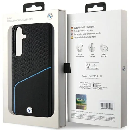 Husa pentru Samsung Galaxy S24 Plus - BMW Signature Leather Textured & Line MagSafe (BMHMS24M23RDCLK) - Black Husa pentru Samsung Galaxy S24 Plus - BMW Signature Leather Textured & Line MagSafe (BMHMS24M23RDCLK) - Black
