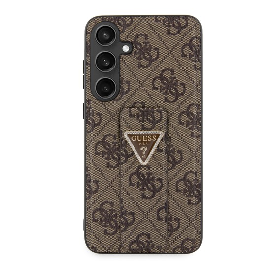 Husa pentru Samsung Galaxy S24 Plus - Guess Grip Stand 4G Triangle Strass (GUHCS24MPGS4TDW) - Brown