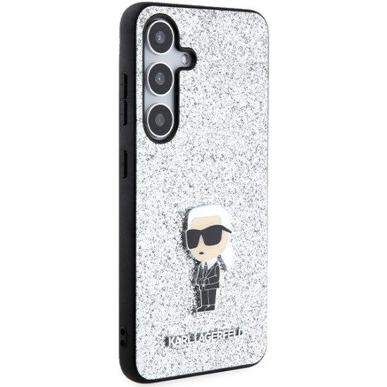 Husa pentru Samsung Galaxy S24 Plus - Karl Lagerfeld Hardcase Glitter Fixed (KLHCS24MGCNPSG) - Silver Ikonik Logo