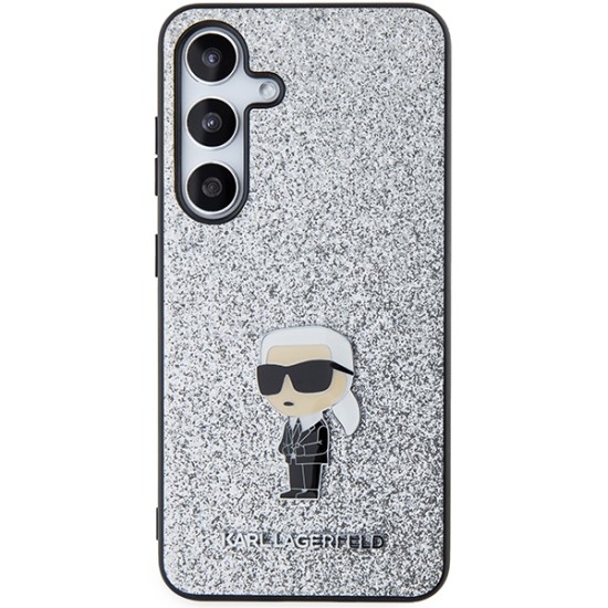 Husa pentru Samsung Galaxy S24 Plus - Karl Lagerfeld Hardcase Glitter Fixed (KLHCS24MGCNPSG) - Silver Ikonik Logo