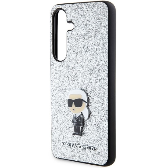 Husa pentru Samsung Galaxy S24 Plus - Karl Lagerfeld Hardcase Glitter Fixed (KLHCS24MGCNPSG) - Silver Ikonik Logo