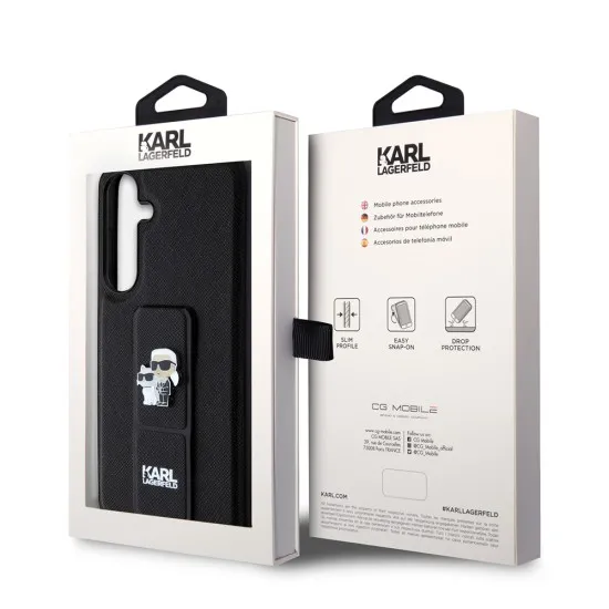 Husa pentru Samsung Galaxy S24 Plus - Karl Lagerfeld Saffiano Gripstand (KLHCS24MGSAKCPK) - Karl&Choupette