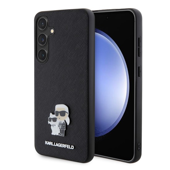 Husa pentru Samsung Galaxy S24 Plus - Karl Lagerfeld Saffiano (KLHCS24MPSAKCMPK) - Karl&Choupette Metal Pin