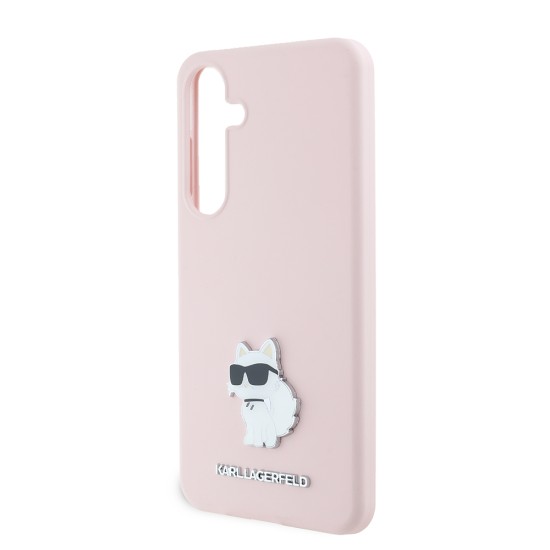 Husa pentru Samsung Galaxy S24 Plus - Karl Lagerfeld Silicone (KLHCS24MSMHCNPP) - Pink Choupette Metal Pin