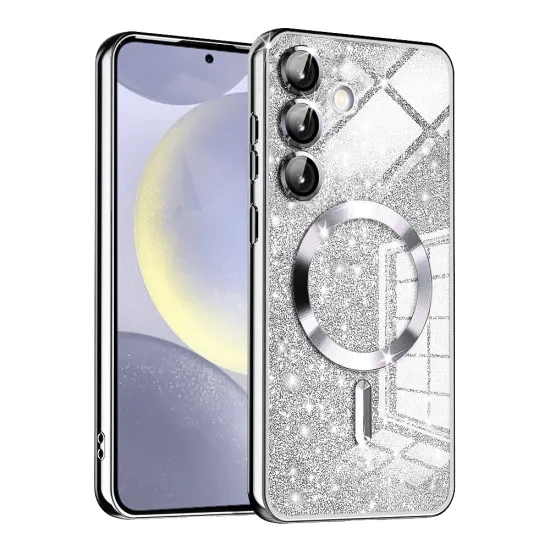 Husa pentru Samsung Galaxy S24 Plus - Techsuit Luxury Glitter MagSafe - Silver Husa pentru Samsung Galaxy S24 Plus - Techsuit Luxury Glitter MagSafe - Silver