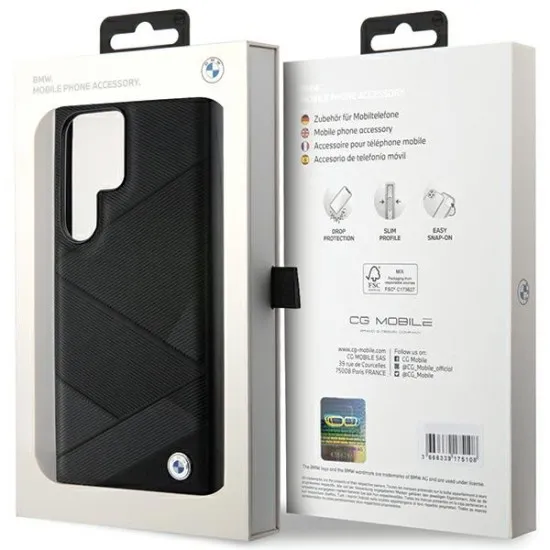 Husa pentru Samsung Galaxy S24 Ultra - BMW Natural Signature Leather Crossing Lines Pattern (BMHCS24L23RCGPK) - Black Husa pentru Samsung Galaxy S24 Ultra - BMW Natural Signature Leather Crossing Lines Pattern (BMHCS24L23RCGPK) - Black
