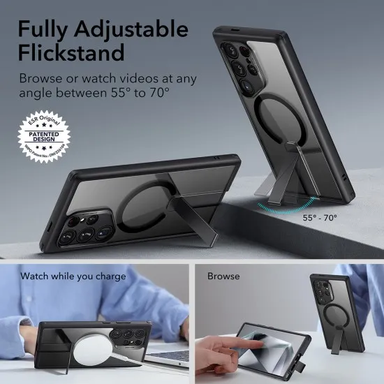 Husa pentru Samsung Galaxy S24 Ultra - ESR Boost Flickstand HaloLock - Frosted Clear Husa pentru Samsung Galaxy S24 Ultra - ESR Boost Flickstand HaloLock - Frosted Clear