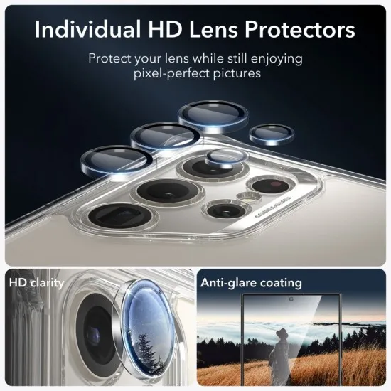 Husa pentru Samsung Galaxy S24 Ultra + Folie - ESR Armor Tough Kickstand HaloLock - Clear