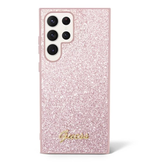 Husa pentru Samsung Galaxy S24 Ultra - Guess Glitter Script (GUHCS24LHGGSHP) - Pink