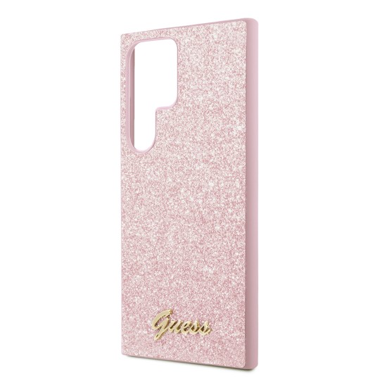 Husa pentru Samsung Galaxy S24 Ultra - Guess Glitter Script (GUHCS24LHGGSHP) - Pink