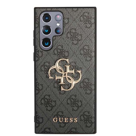 Husa pentru Samsung Galaxy S24 Ultra - Guess Leather 4G Metal Logo (GUHCS24L4GMGGR) - Black