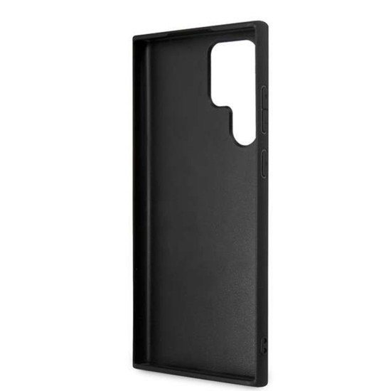 Husa pentru Samsung Galaxy S24 Ultra - Guess Leather 4G Metal Logo (GUHCS24L4GMGGR) - Black