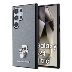 Husa pentru Samsung Galaxy S24 Ultra - Karl Lagerfeld Saffiano (KLHCS24LPSAKCMPG) - Grey Karl&Choupette Metal Pin Husa pentru Samsung Galaxy S24 Ultra - Karl Lagerfeld Saffiano (KLHCS24LPSAKCMPG) - Grey Karl&Choupette Metal Pin