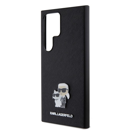 Husa pentru Samsung Galaxy S24 Ultra - Karl Lagerfeld Saffiano (KLHCS24LPSAKCMPK) - Karl&Choupette Metal Pin