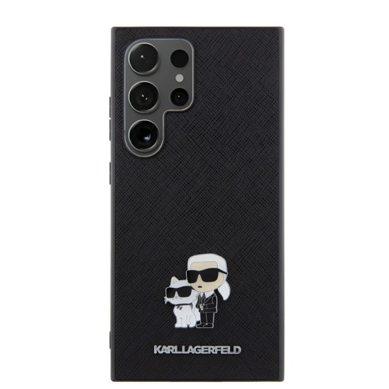 Husa pentru Samsung Galaxy S24 Ultra - Karl Lagerfeld Saffiano (KLHCS24LPSAKCMPK) - Karl&Choupette Metal Pin