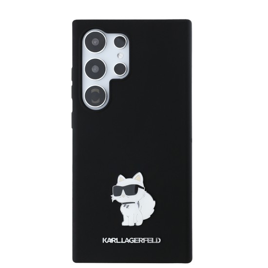 Husa pentru Samsung Galaxy S24 Ultra - Karl Lagerfeld Silicone (KLHCS24LSMHCNPK) - Choupette Metal Pin