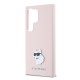 Husa pentru Samsung Galaxy S24 Ultra - Karl Lagerfeld Silicone (KLHCS24LSMHCNPP) - Pink Choupette Metal Pin