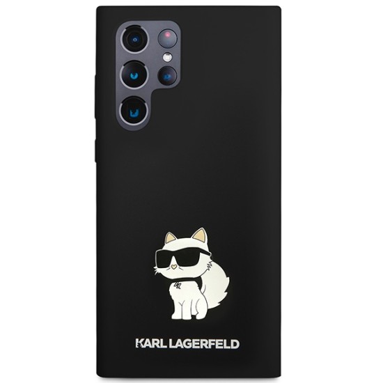 Husa pentru Samsung Galaxy S24 Ultra - Karl Lagerfeld Silicone (KLHCS24LSNCHBCK) - Choupette