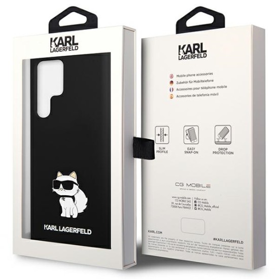 Husa pentru Samsung Galaxy S24 Ultra - Karl Lagerfeld Silicone (KLHCS24LSNCHBCK) - Choupette