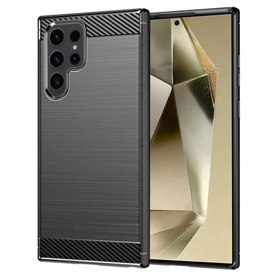 Husa pentru Samsung Galaxy S24 Ultra - Techsuit Carbon Silicone - Black Husa pentru Samsung Galaxy S24 Ultra - Techsuit Carbon Silicone - Black