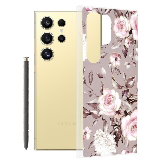 Husa pentru Samsung Galaxy S24 Ultra - Techsuit Marble Series - Bloom of Ruth Gray