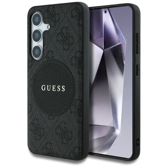 Husa pentru Samsung Galaxy S25 - Guess 4G Circle Classic Logo MagSafe (GUHMS25SP4PGRSGK) - Black