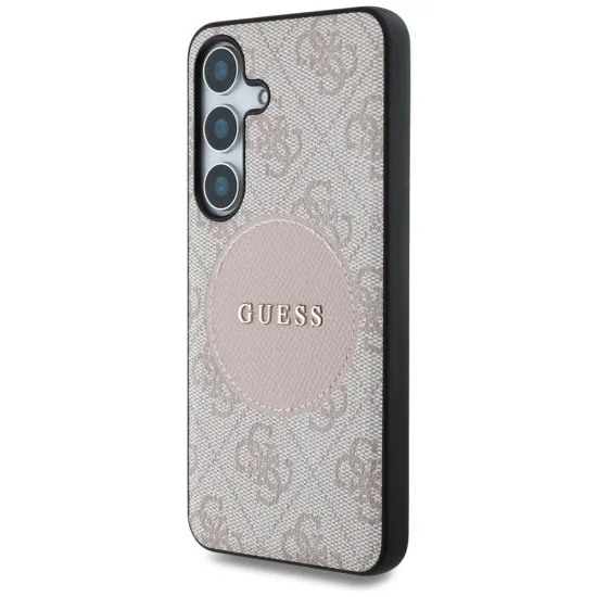 Husa pentru Samsung Galaxy S25 - Guess 4G Circle Classic Logo MagSafe (GUHMS25SP4PGRSGP) - Pink