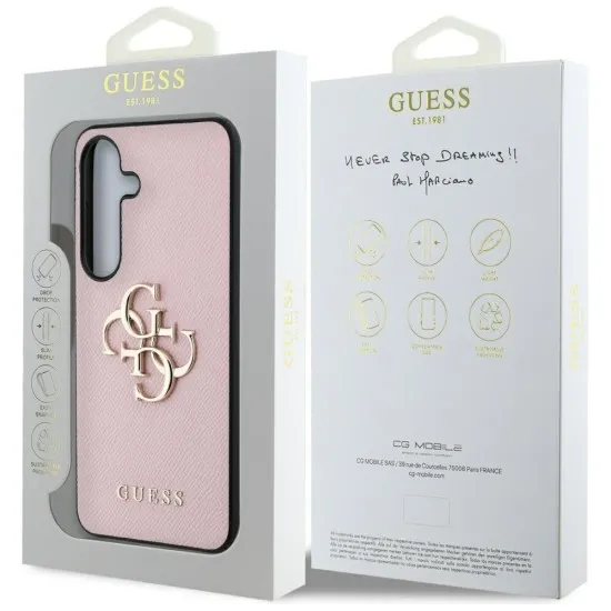 Husa pentru Samsung Galaxy S25 - Guess Hardcase 4G Grained Big and Classic Logo (GUHCS25SPGT4MBP) - Pink