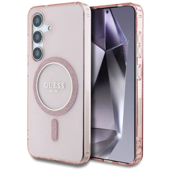 Husa pentru Samsung Galaxy S25 - Guess IML Glitter Circle MagSafe (GUHMS25SHFGEREP) - Pink Husa pentru Samsung Galaxy S25 - Guess IML Glitter Circle MagSafe (GUHMS25SHFGEREP) - Pink