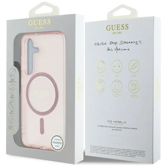 Husa pentru Samsung Galaxy S25 - Guess IML Glitter Circle MagSafe (GUHMS25SHFGEREP) - Pink Husa pentru Samsung Galaxy S25 - Guess IML Glitter Circle MagSafe (GUHMS25SHFGEREP) - Pink