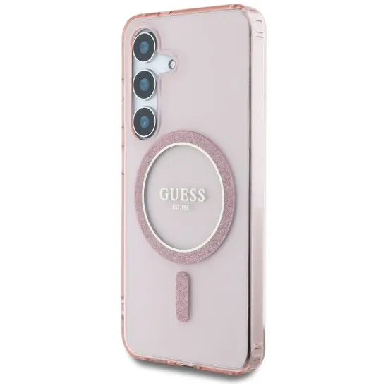 Husa pentru Samsung Galaxy S25 - Guess IML Glitter Circle MagSafe (GUHMS25SHFGEREP) - Pink Husa pentru Samsung Galaxy S25 - Guess IML Glitter Circle MagSafe (GUHMS25SHFGEREP) - Pink