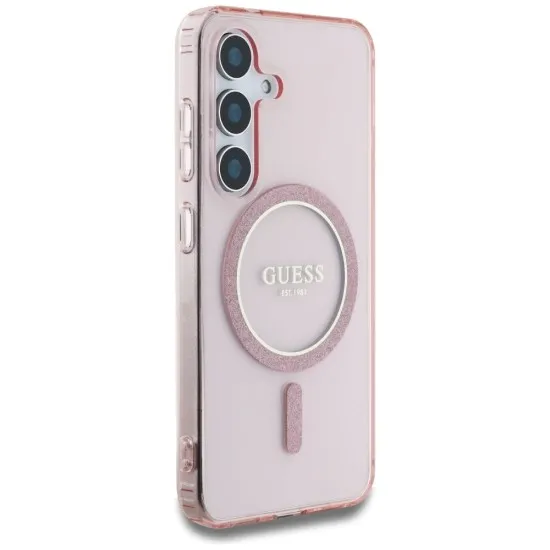 Husa pentru Samsung Galaxy S25 - Guess IML Glitter Circle MagSafe (GUHMS25SHFGEREP) - Pink Husa pentru Samsung Galaxy S25 - Guess IML Glitter Circle MagSafe (GUHMS25SHFGEREP) - Pink