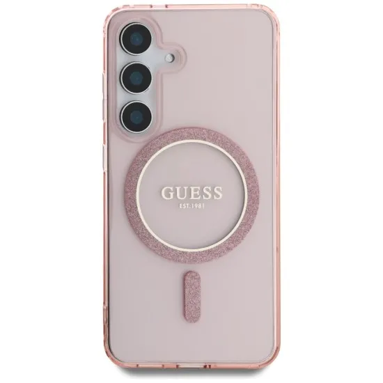 Husa pentru Samsung Galaxy S25 - Guess IML Glitter Circle MagSafe (GUHMS25SHFGEREP) - Pink Husa pentru Samsung Galaxy S25 - Guess IML Glitter Circle MagSafe (GUHMS25SHFGEREP) - Pink