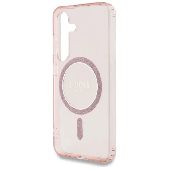 Husa pentru Samsung Galaxy S25 - Guess IML Glitter Circle MagSafe (GUHMS25SHFGEREP) - Pink Husa pentru Samsung Galaxy S25 - Guess IML Glitter Circle MagSafe (GUHMS25SHFGEREP) - Pink