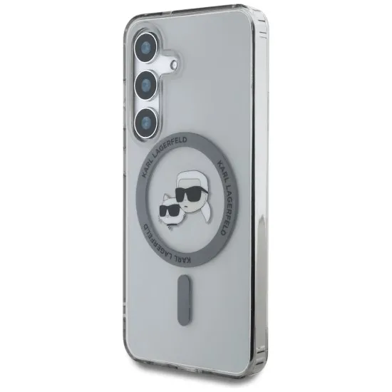 Husa pentru Samsung Galaxy S25 - Karl Lagerfeld IML MagSafe (KLHMS25SHLSKCK) - Metal Karl&Choupette Heads